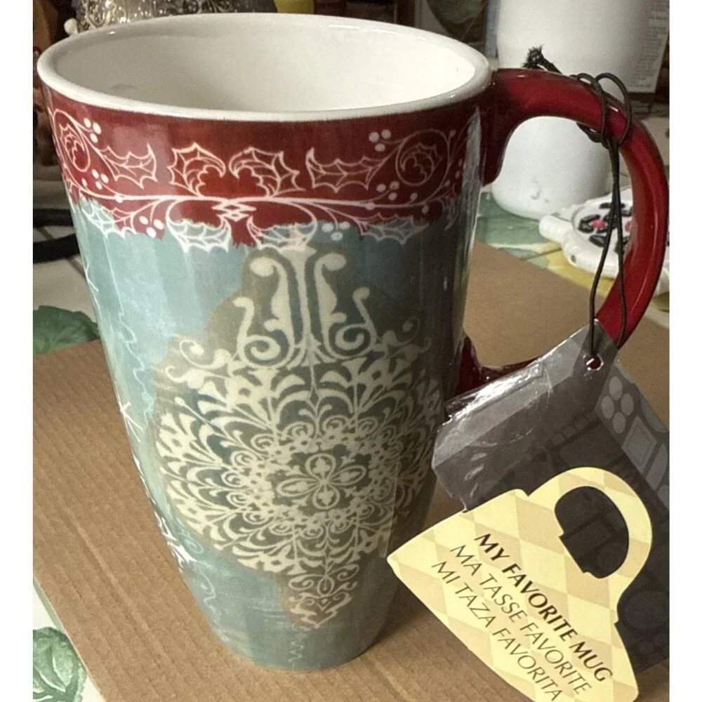 NWT Cypress Home Ceramic Coffee Mug 17 oz New Holiday Wendy Bentley Design - Picture 3 of 8